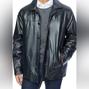Danier Midnight Black Genuine Leather Car Coat Medium